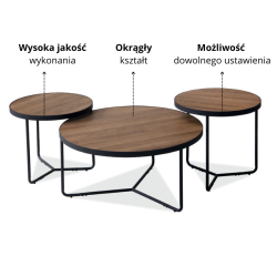 ŁAWA DEMETER II ORZECH / CZARNY (ZESTAW)