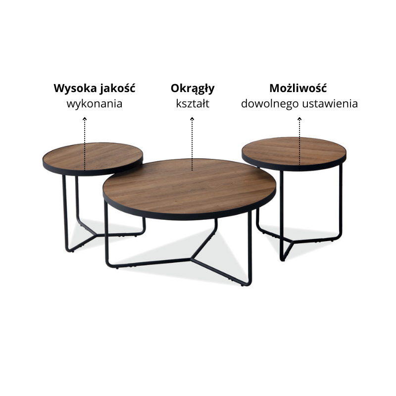 ŁAWA DEMETER II ORZECH / CZARNY (ZESTAW)