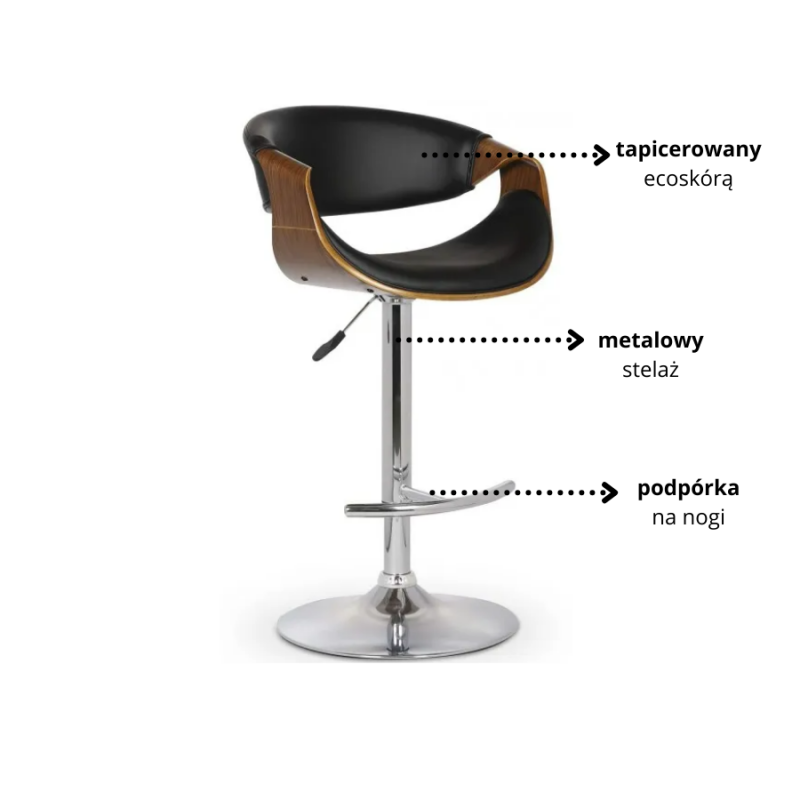 Hoker H100 orzechowy/ czarna ekoskóra (1p 1szt)