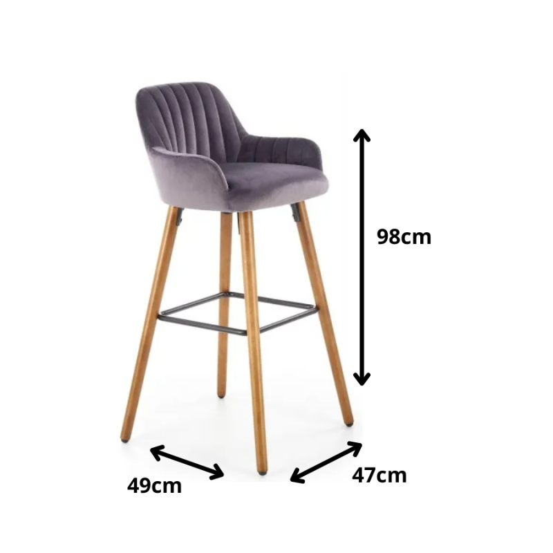Hoker H93 nogi drewniane - orzech, tapicerka - ciemny popiel