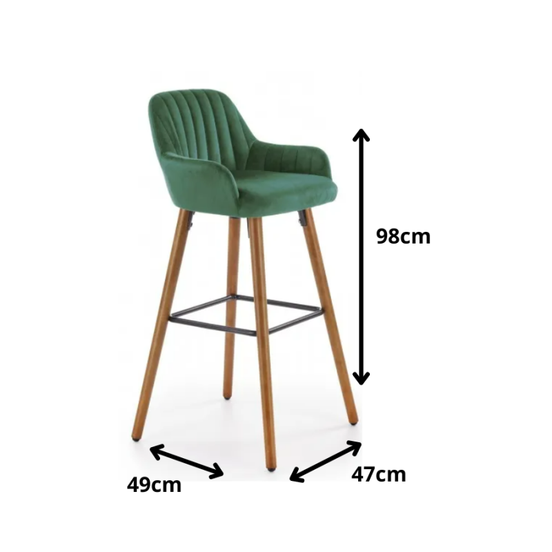 Hoker H93 nogi drewniane - orzech, tapicerka - ciemny zielony