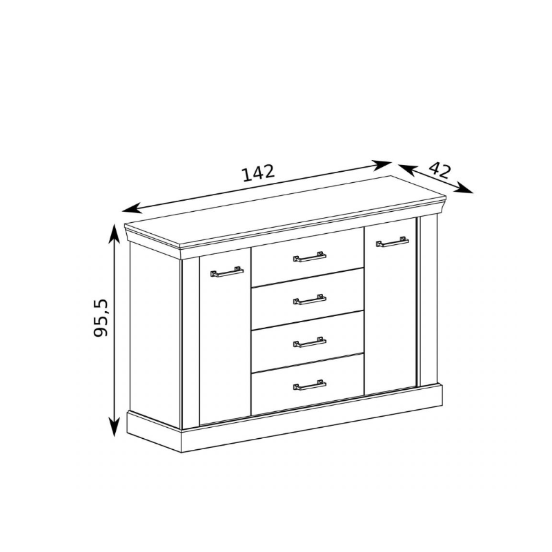 Komoda Antica A1 142cm Jarstol Jesion jasny/ Dąb craft złoty