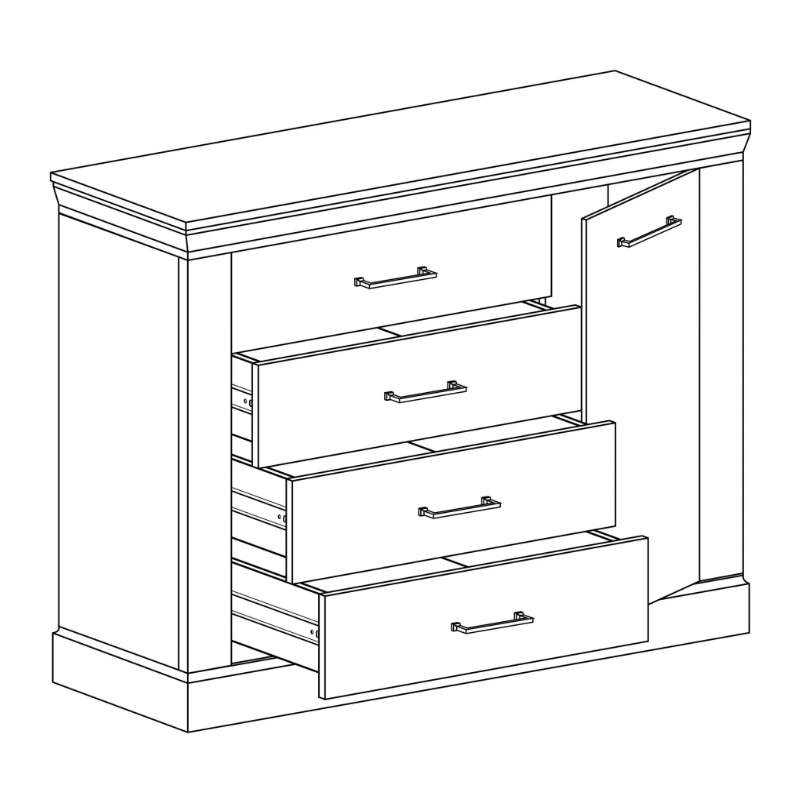 Komoda Antica A2 114cm Jarstol Jesion jasny/ Dąb craft złoty