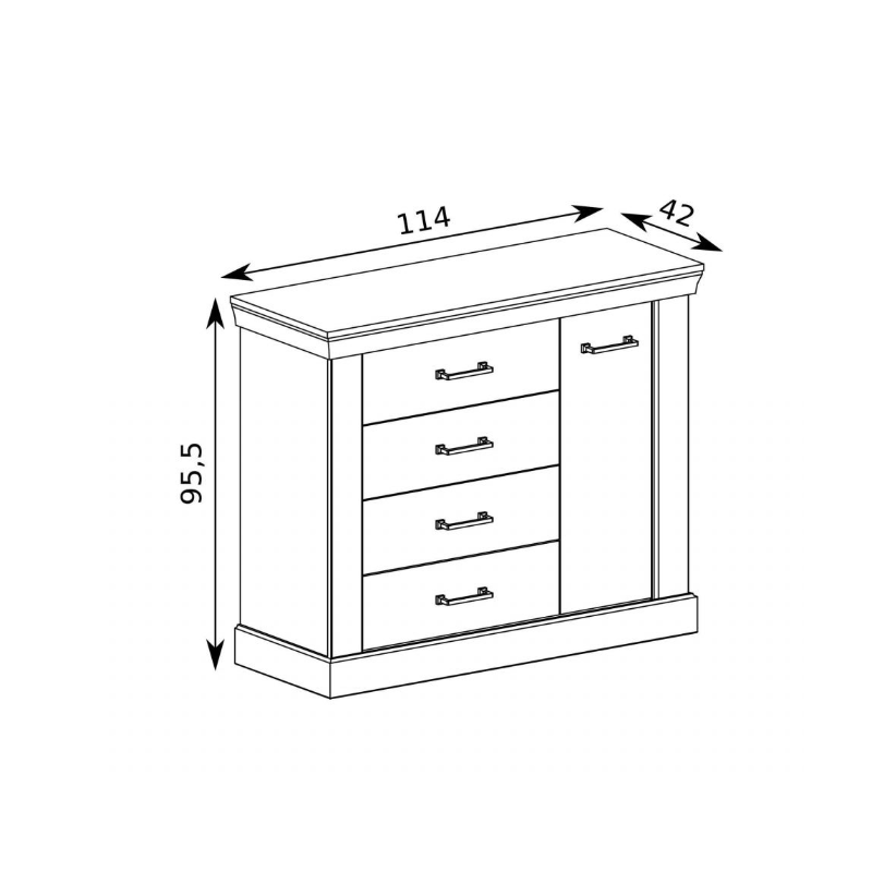 Komoda Antica A2 114cm Jarstol Jesion jasny/ Dąb craft złoty