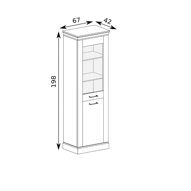 Witryna Antica A11 67cm Jarstol Jesion jasny/ Dąb craft złoty
