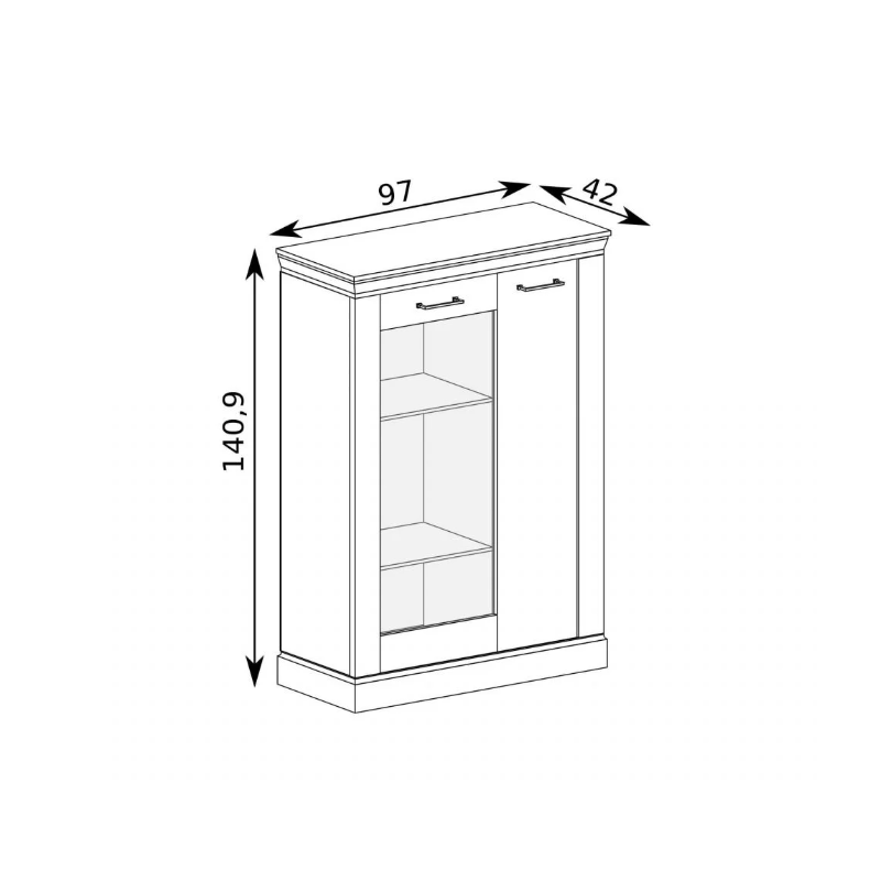 Witryna Antica A12 67cm Jarstol Jesion jasny/ Dąb craft złoty