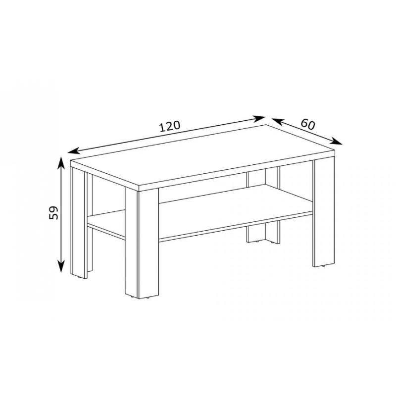 Stolik kawowy A13 120x60 Antica Jarstol Jesion jasny/ Dąb craft