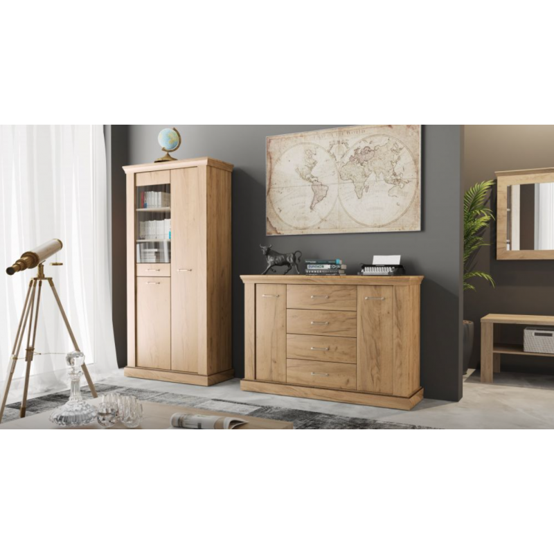 Komoda Antica A2 114cm Jarstol Jesion jasny/ Dąb craft złoty