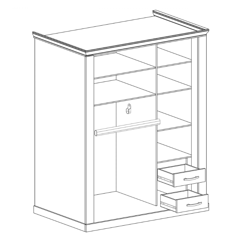 Szafa z lustrem Antica A146 146cm Jarstol Jesion jasny/ Dąb