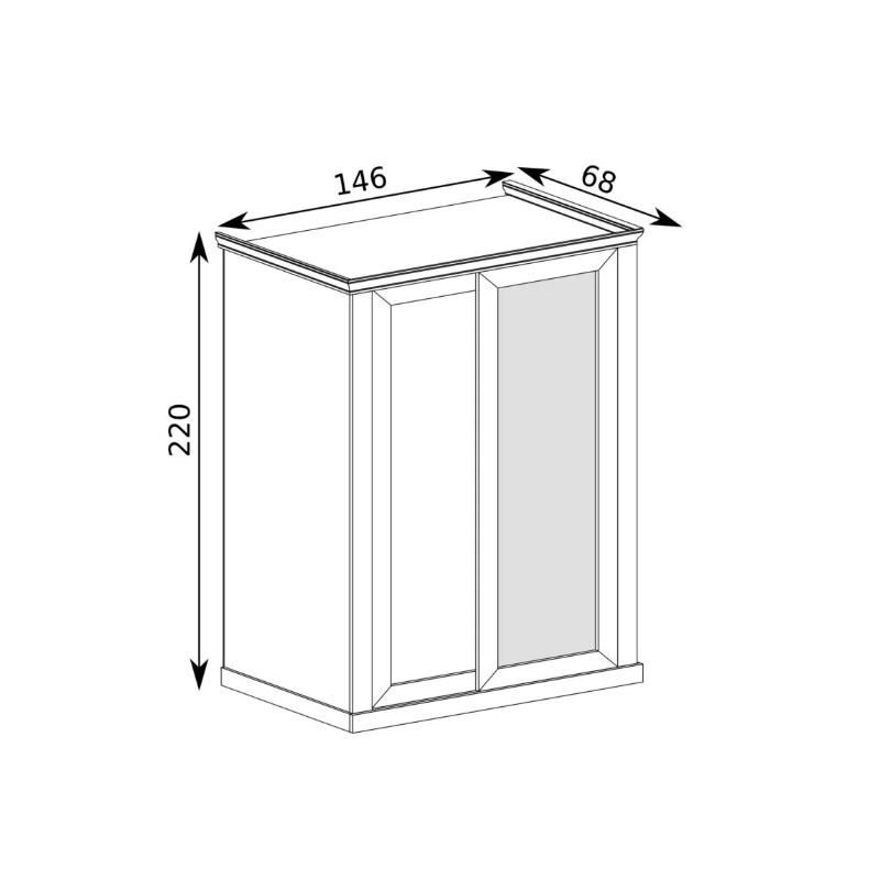 Szafa z lustrem Antica A146 146cm Jarstol Jesion jasny/ Dąb
