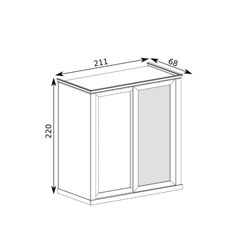 Szafa z lustrem Antica A211 211cm Jarstol Jesion jasny/ Dąb