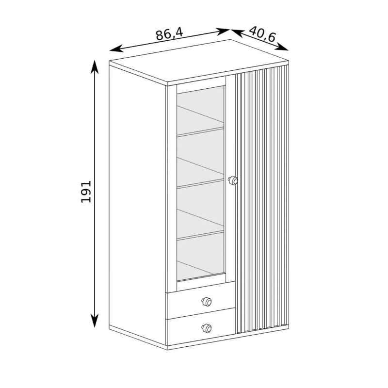 Witryna Cali C2 86cm Jarstol dąb artisan/czarny