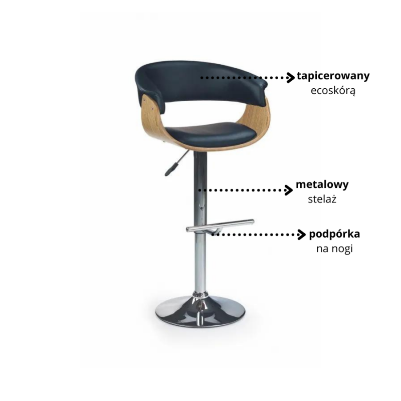 Hoker H45 jasny dąb/ czarna ekoskóra (1p 1szt)