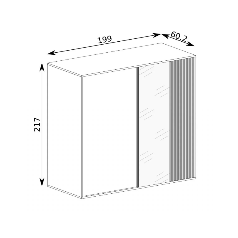Szafa z lustrem Cali C15 199cm Jarstol dąb artisan/czarny