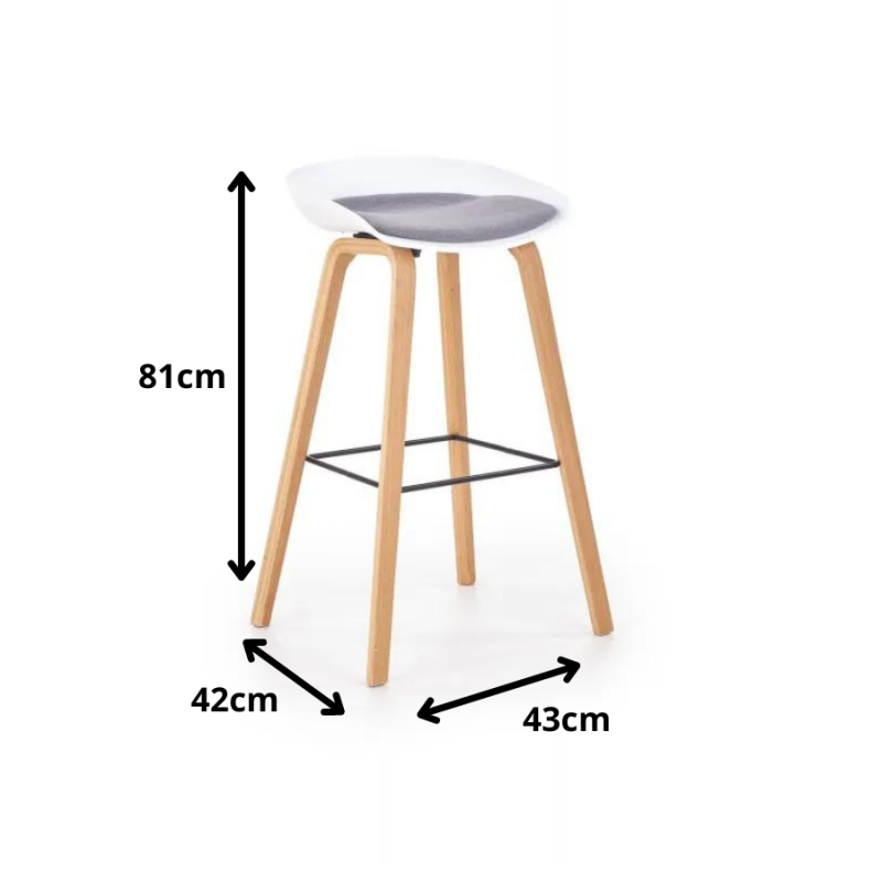 Hoker H86 biały z szarą poduszką na drewnianych nogach (1p 2szt)