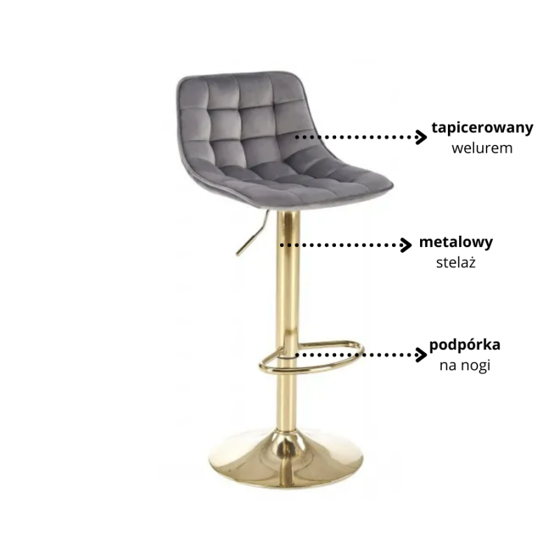 Hoker H120 popielaty/ złoty stelaż