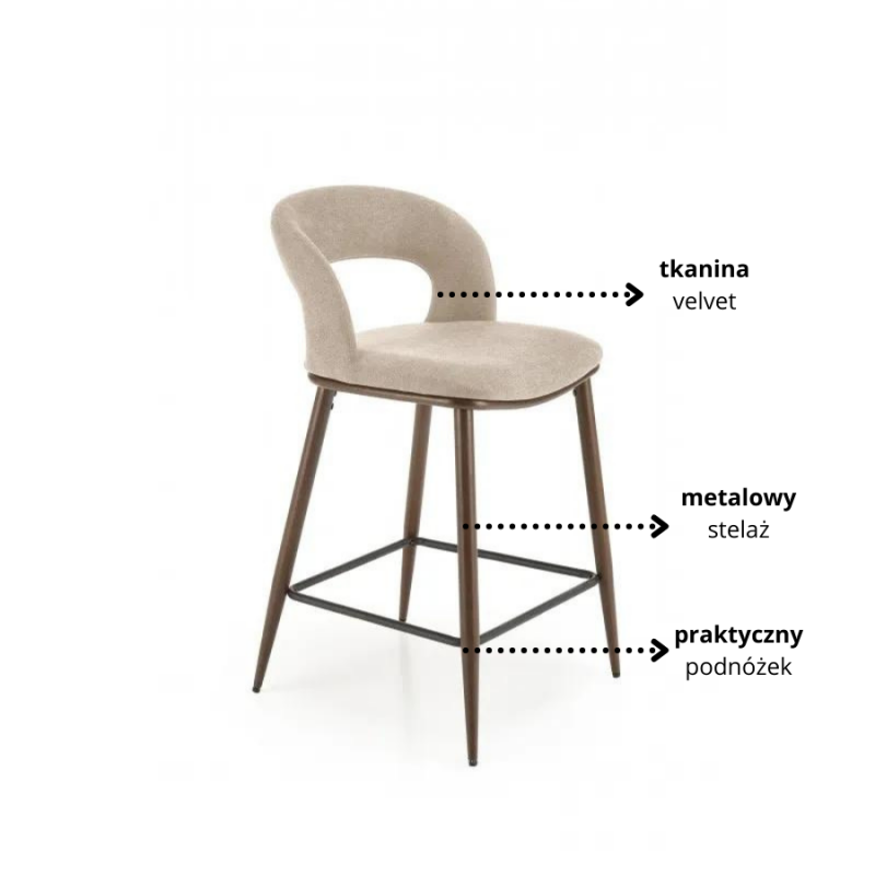 Hoker H114 beżowy/ orzechowy stelaż