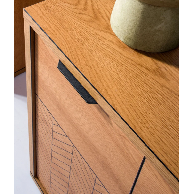 Komoda Fonti z witryną158cm F4 dąb karmel