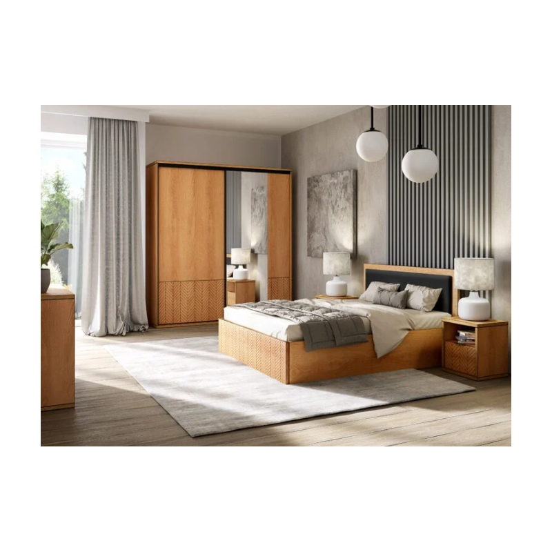 Komoda Fonti z witryną158cm F4 dąb karmel