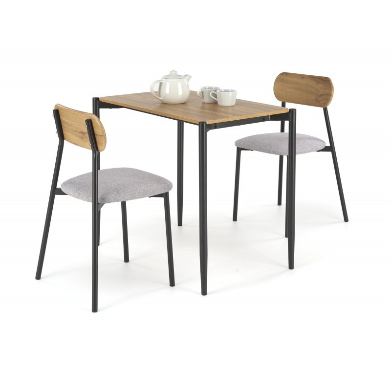 NANDO zestaw stół + 2 krzesła, naturalny / czarny