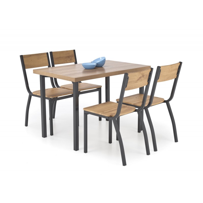 MILTON zestaw stół + 4 krzesła, naturalny / czarny