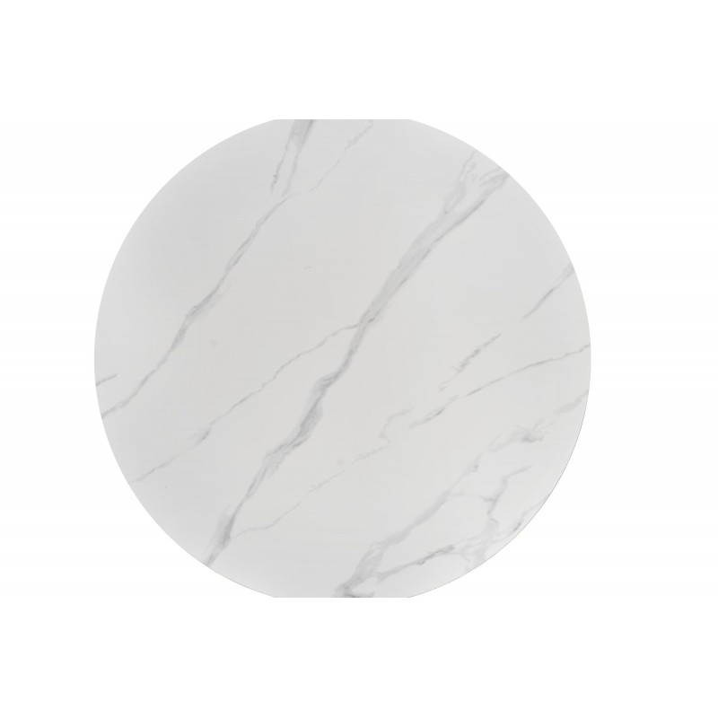 REGINALD stół okrągły blat - biały marmur, nogi - srebrny