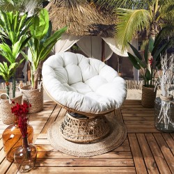 Fotel Cancun biały/ naturalny obrotowy