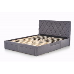 Łóżko pikowane BIELLA 160x200 z szufladami szare