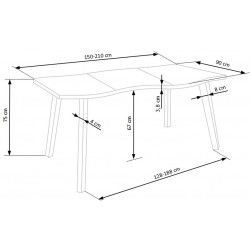 Stół rozkładany prostokątny 150x90 Jasper dąb naturalny/czarne nogi