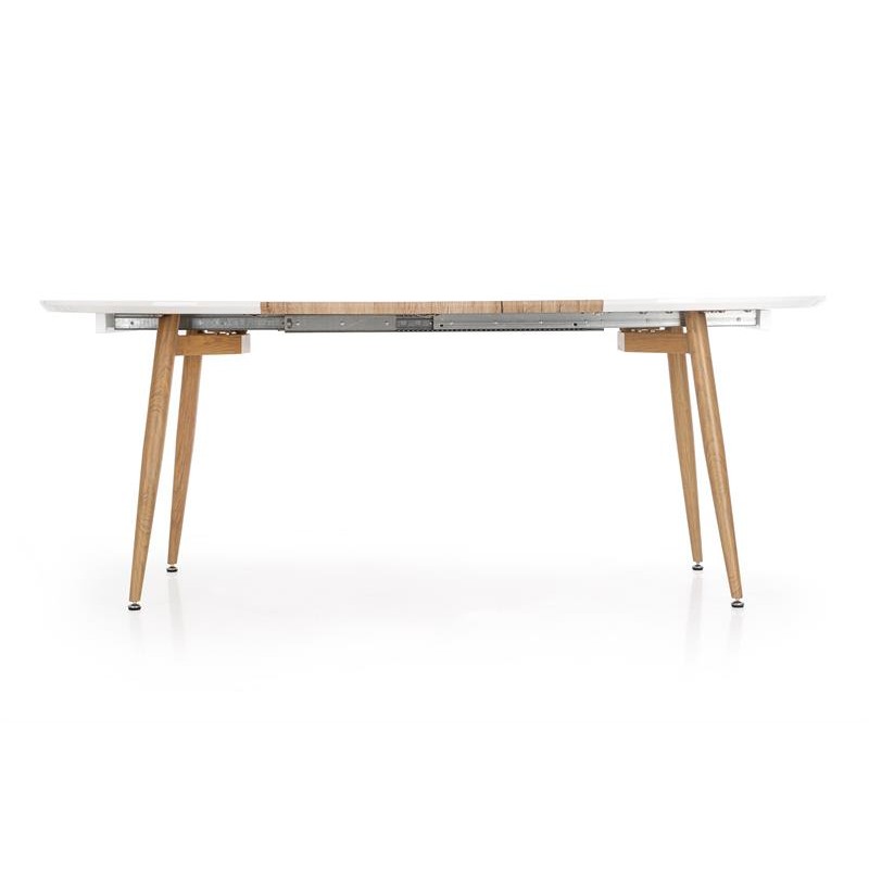 CALIBER stół rozkładany biały / dąb san remo (1p 1szt)