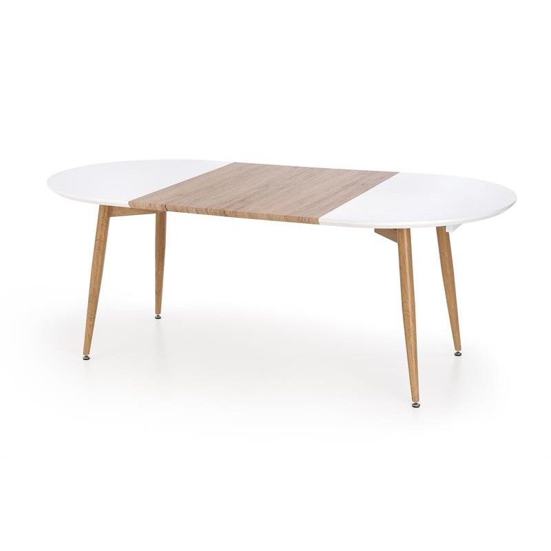 CALIBER stół rozkładany biały / dąb san remo (1p 1szt)