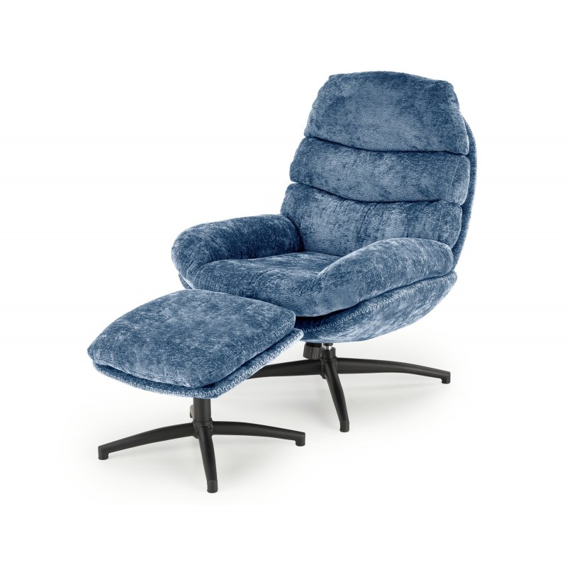 DARIO fotel wypoczynkowy z podnóżkiem, niebieski