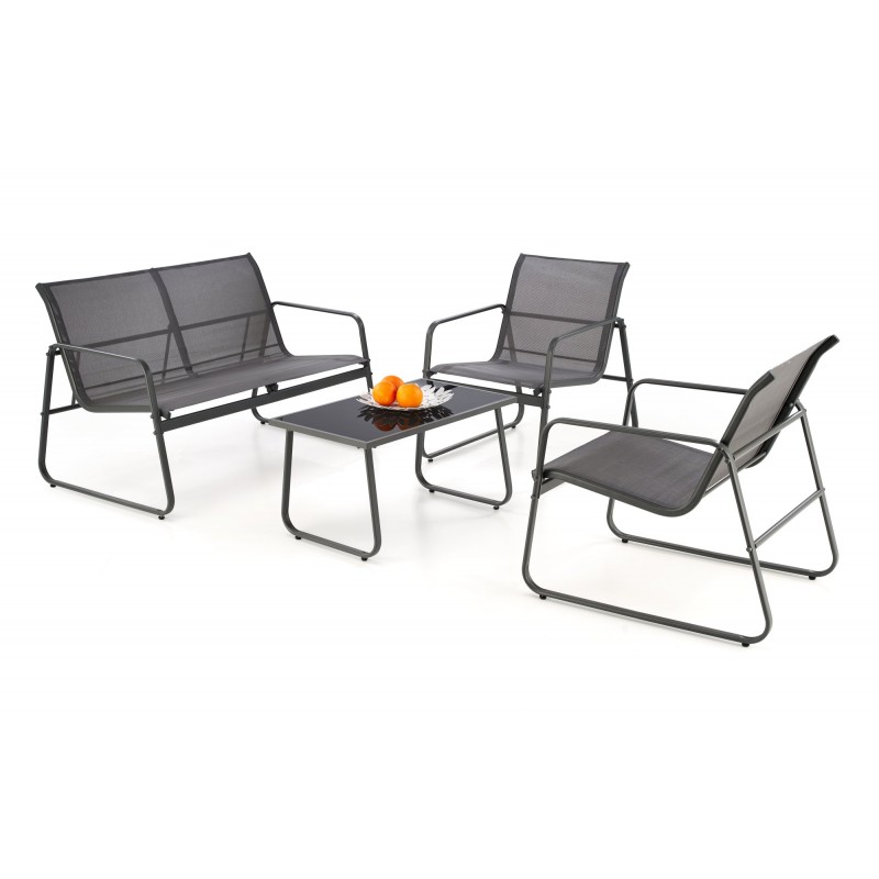 CONOR zestaw ogrodowy ( sofa + fotel 2x + ława ), ciemny popiel / jasny popiel
