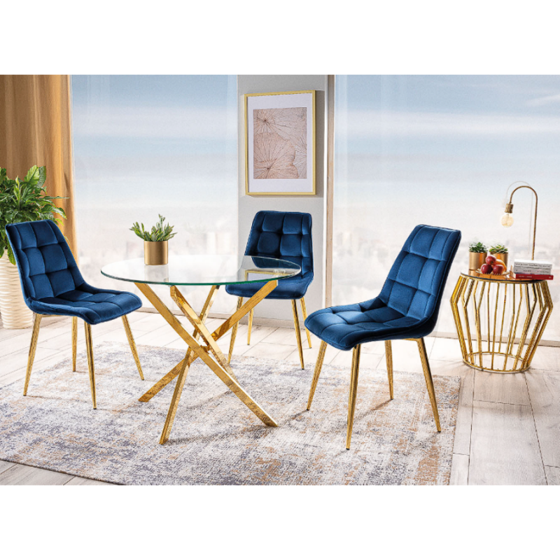 KRZESŁO CHIC VELVET ZŁOTY STELAŻ/GRANATOWY BLUVEL 86