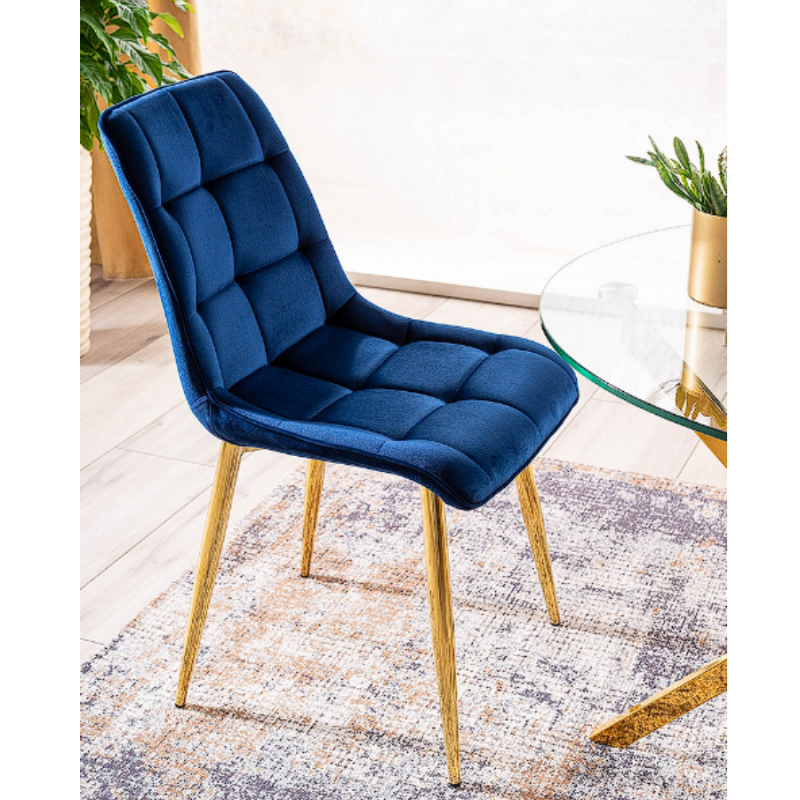 KRZESŁO CHIC VELVET ZŁOTY STELAŻ/GRANATOWY BLUVEL 86