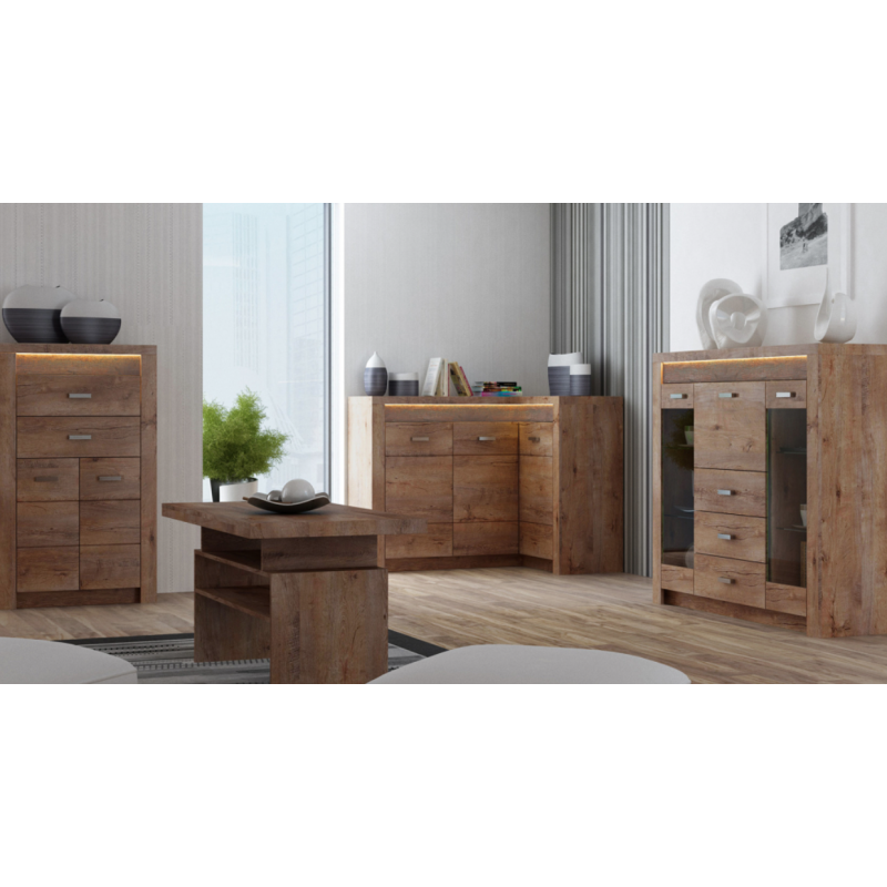 Komoda Indianapolis 76cm I6 jesion jasny/ciemny/kraft biały