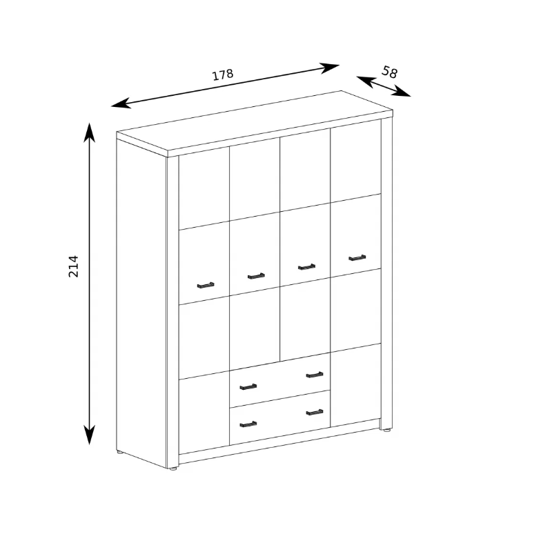 Duża szafa Indianapolis 178cm I18 jesion jasny/ciemny/kraft