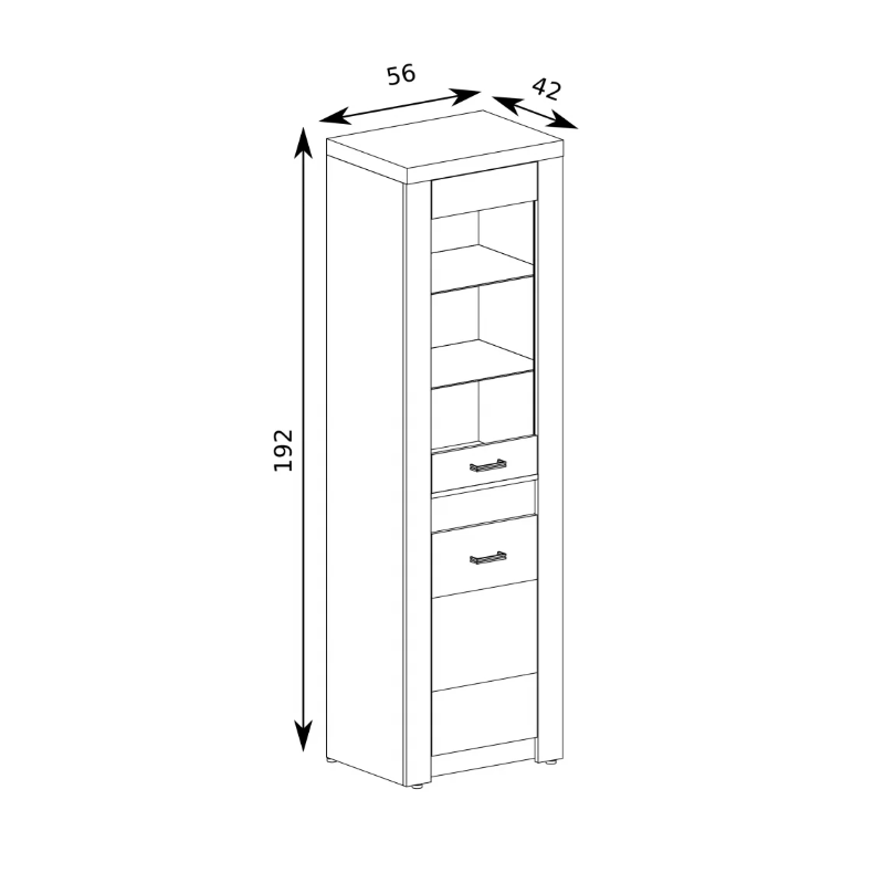Witryna Indianapolis 56cm I4 jesion jasny/ciemny/kraft biały