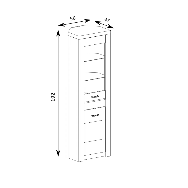 Witryna wisząca Indianapolis 56cm I23 jesion jasny/ciemny/kraft