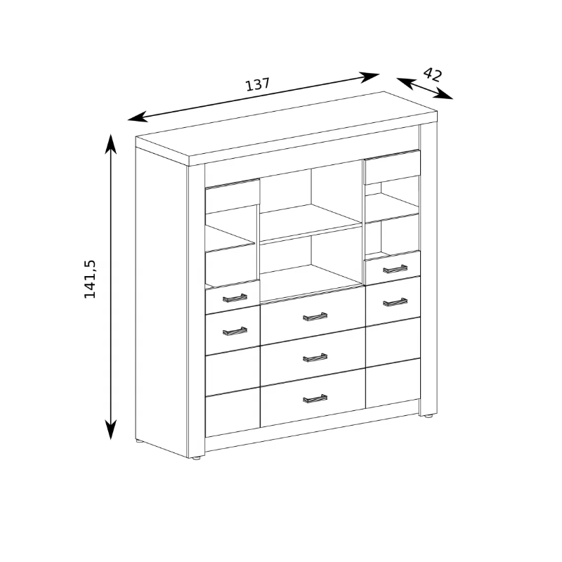 Komoda Indianapolis 137cm I22 jesion jasny/ciemny/kraft biały