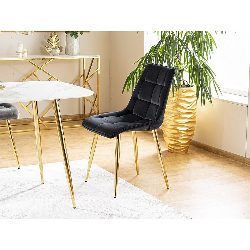 KRZESŁO CHIC VELVET ZŁOTY STELAŻ/CZARNY BLUVEL 19