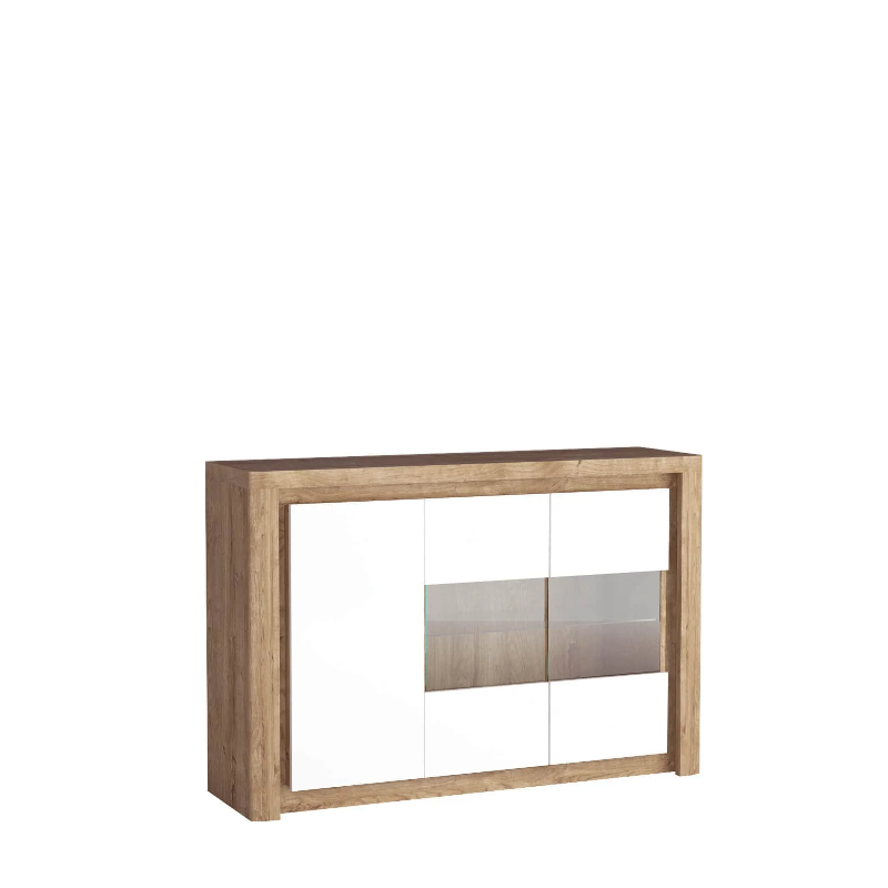 Komoda z witryną 144cm Livinio L3 dąb ribbeck/biały
