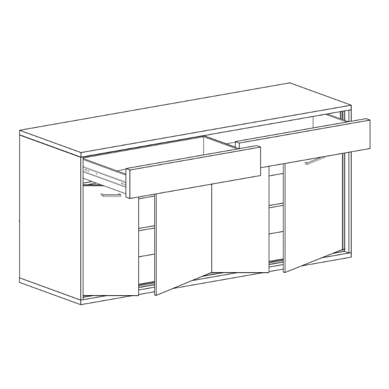 Duża Komoda 177cm Mediolan M8 hikora/czarny