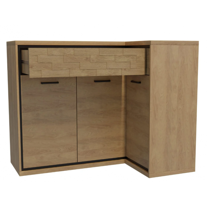 Komoda narożna 127,5cm Mediolan M15 hikora/czarny