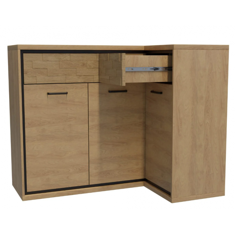 Komoda narożna 127,5cm Mediolan M15 hikora/czarny