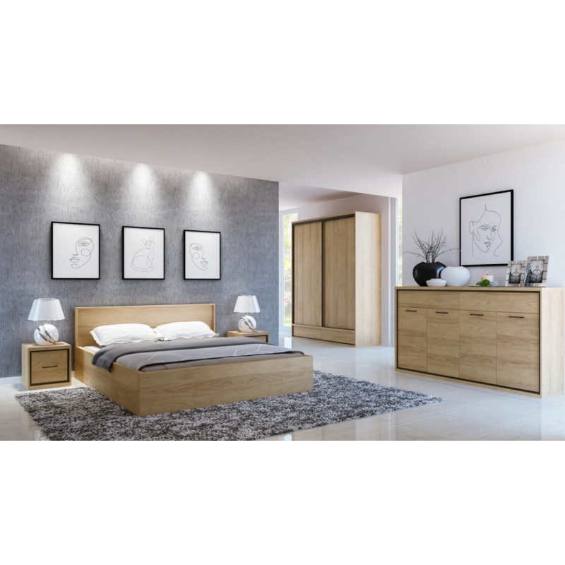 Komoda 92,2cm Mediolan M6 hikora/czarny