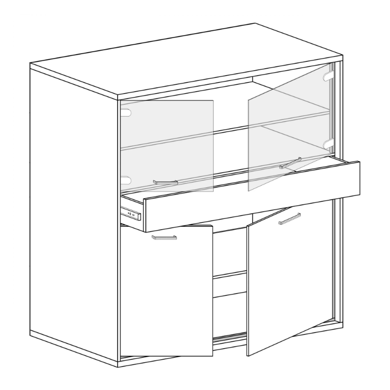 Witryna 92cm Mediolan M5 hikora/czarny