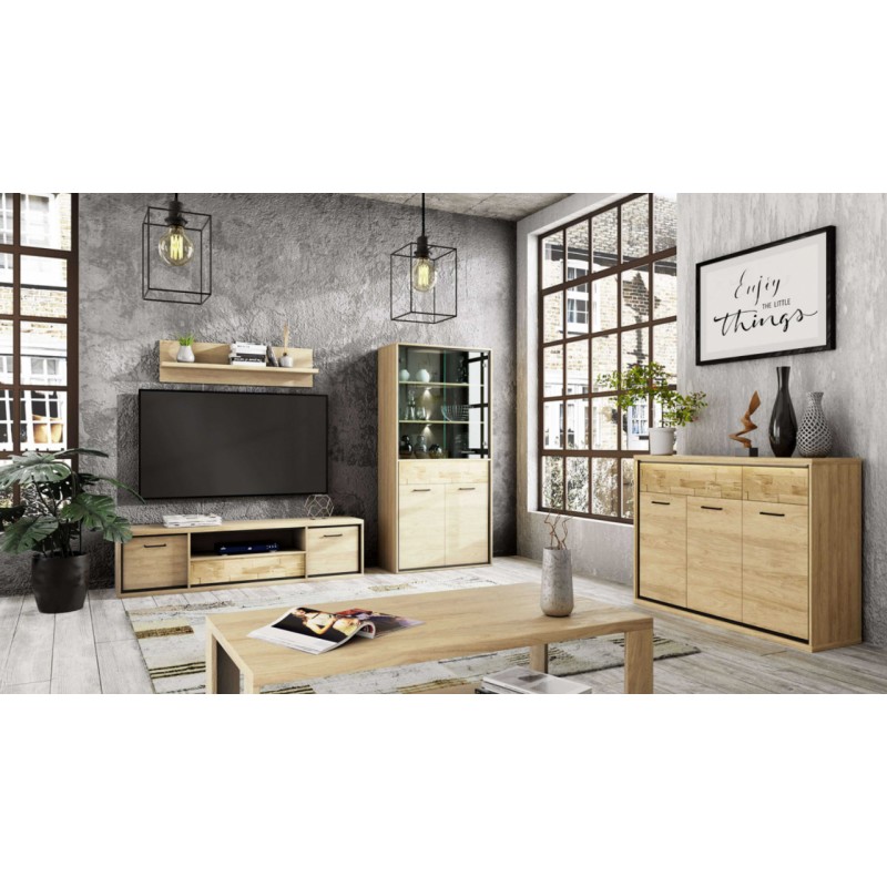 Komoda 92,2cm Mediolan M6 hikora/czarny