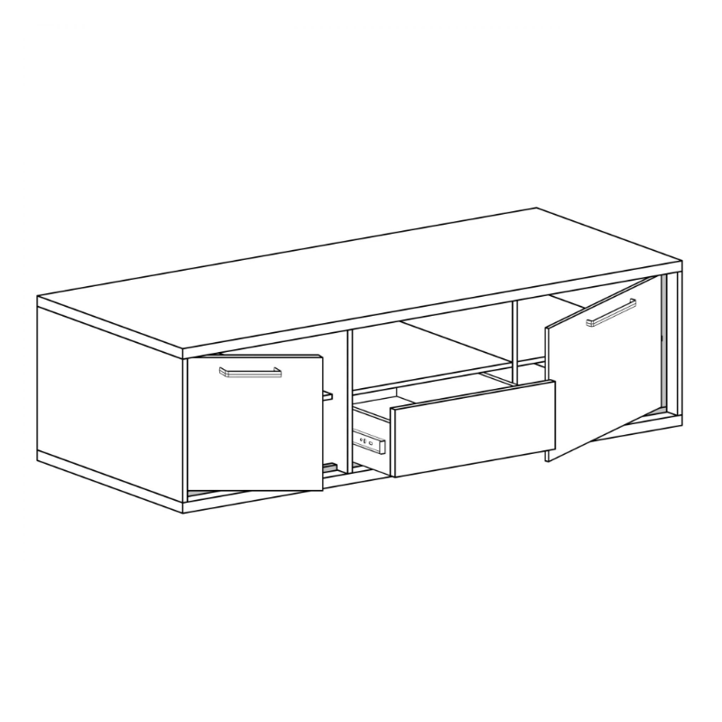Szafka RTV 139cm Mediolan M12 hikora/czarny