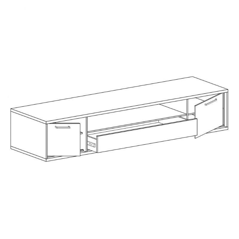 Szafka RTV 181cm Mediolan M13 hikora/czarny